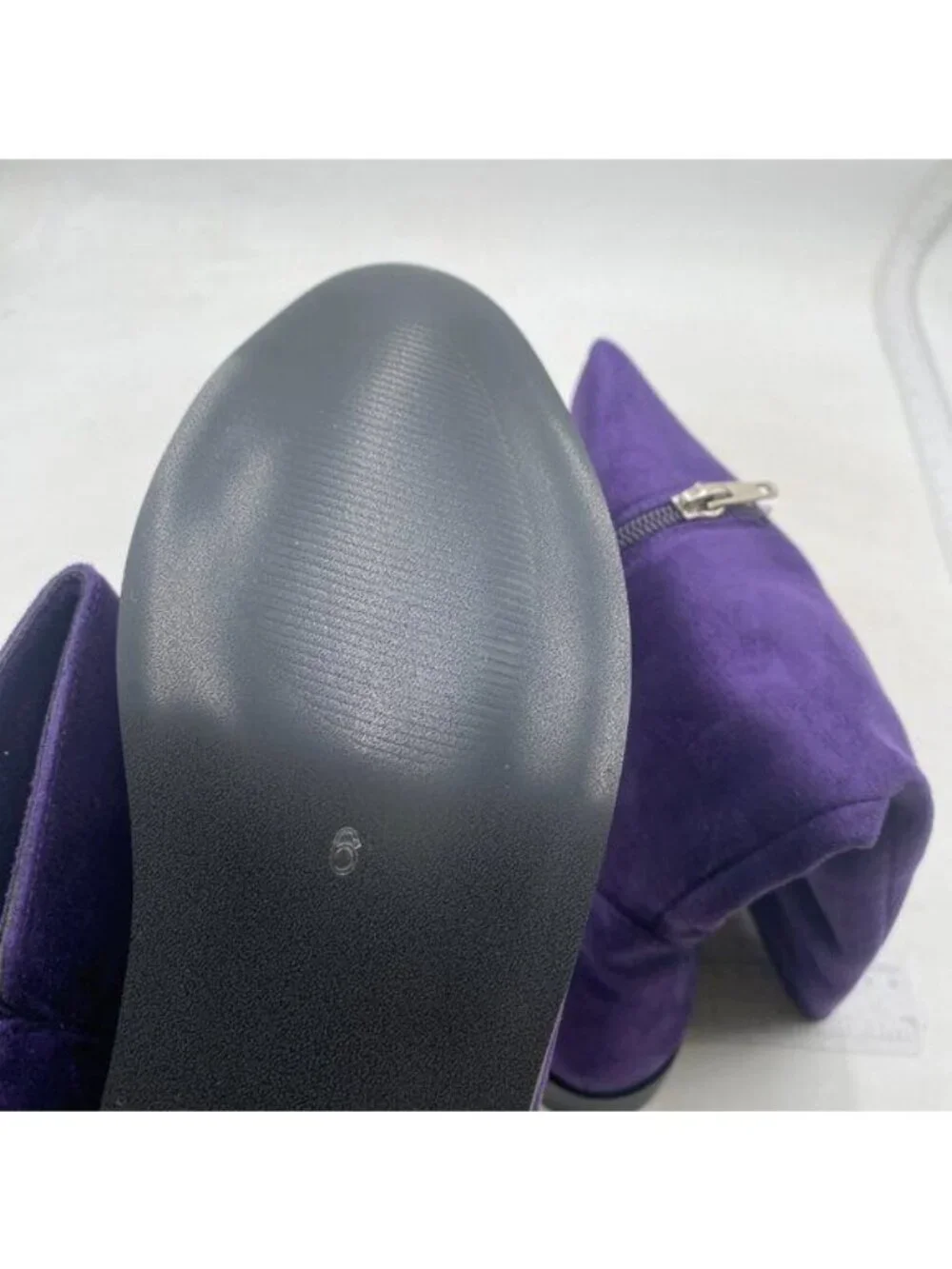 Pazzion Grape Almond Toe Knee High Boots with Partial Zippers Long Boot